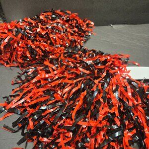 Black & Red Pom Poms – Falcons, Hawks, Bulls Fans – Set of 2 | 4 Sets